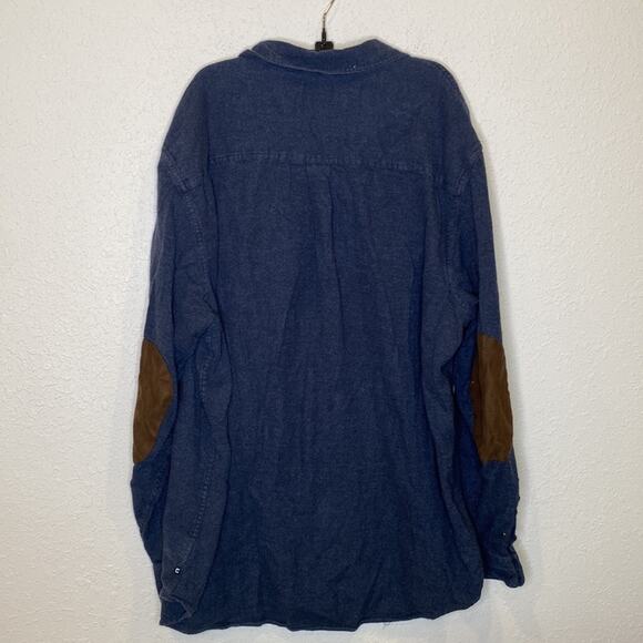 Chaps Blue Chambray Flannel Button Down Long Sleeve Men’s Shirt EUC Sz 2XLT - Picture 6 of 11